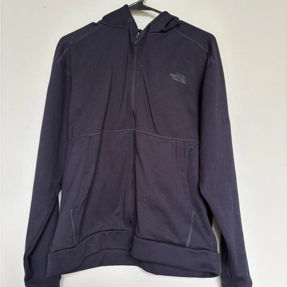 The North Face Man’s Best Full Zip Hoodie Medium Black Double Logo‎ Pockets EUC